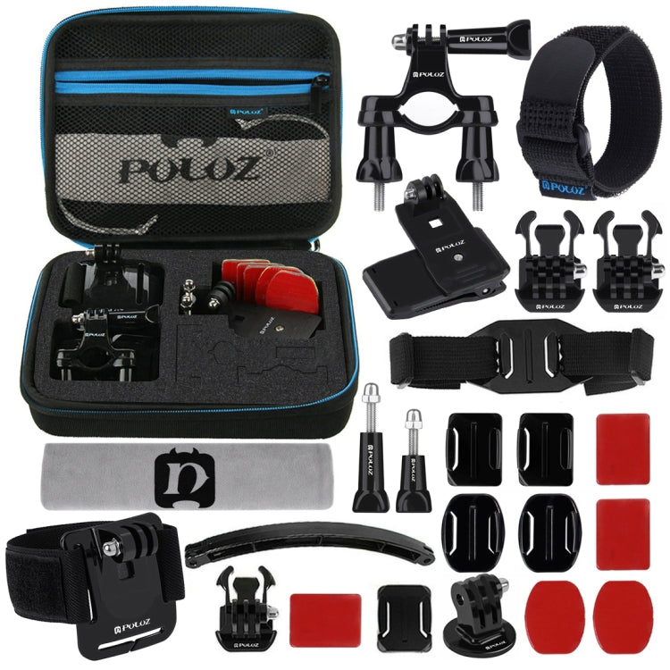 Kits combinados de accesorios para soporte de bicicleta PULUZ 24 en 1 con estuche de EVA (correa para muñeca + correa para c…