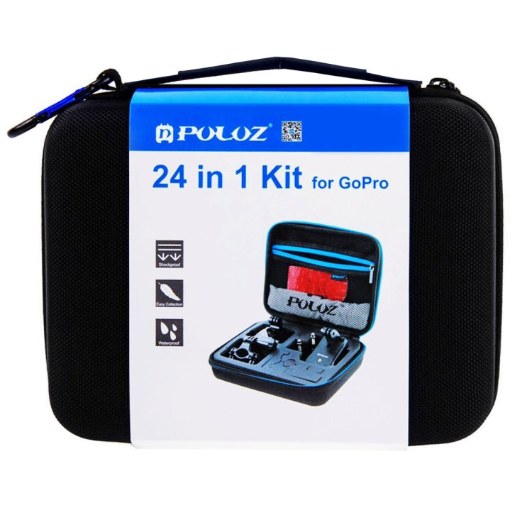 Kits combinados de accesorios para soporte de bicicleta PULUZ 24 en 1 con estuche de EVA (correa para muñeca + correa para c…