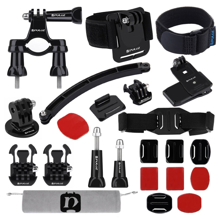 Kits combinados de accesorios para soporte de bicicleta PULUZ 24 en 1 (correa para muñeca + correa para casco + brazo de ext…