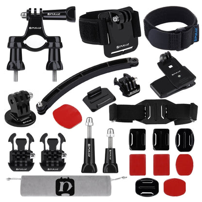 Kits combinados de accesorios para soporte de bicicleta PULUZ 24 en 1 (correa para muñeca + correa para casco + brazo de ext…