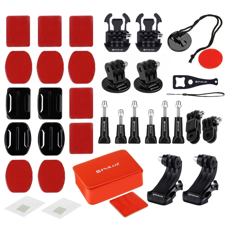 Kits Accesorios PULUZ 53 en 1 combinados Total Ultimate con estuche de EVA naranja (correa para el pecho + soporte con vento…