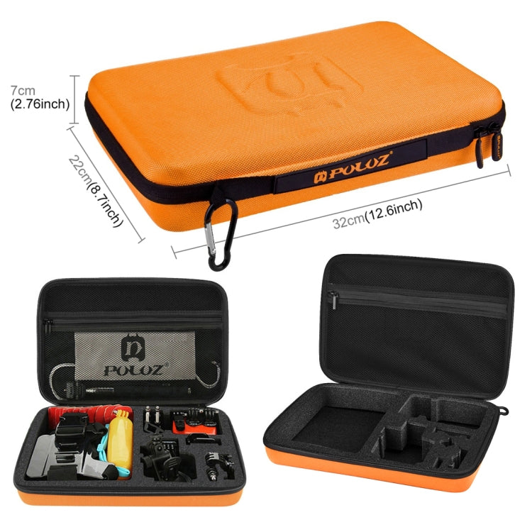 Kits Accesorios PULUZ 53 en 1 combinados Total Ultimate con estuche de EVA naranja (correa para el pecho + soporte con vento…