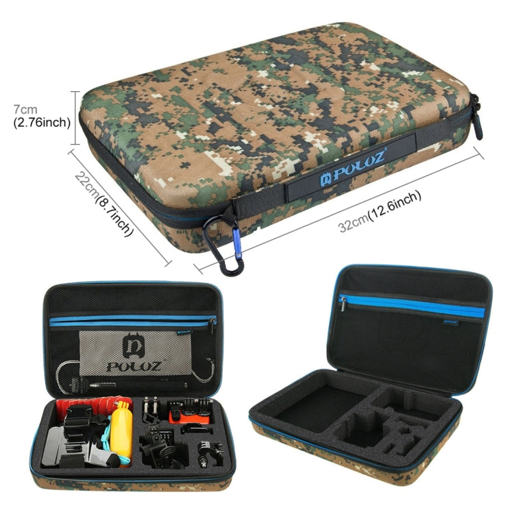 Kits Accesorios PULUZ 53 en 1 combinados Total Ultimate con estuche EVA de camuflaje (correa para el pecho + soporte con ven…