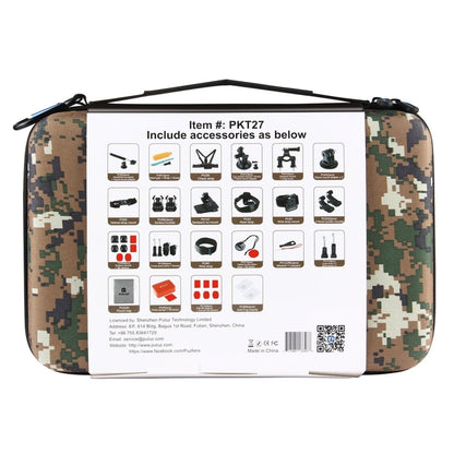 Kits Accesorios PULUZ 53 en 1 combinados Total Ultimate con estuche EVA de camuflaje (correa para el pecho + soporte con ven…