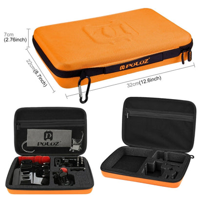Kits combinados definitivos de accesorios PULUZ 45 en 1 con estuche de EVA naranja (correa para el pecho + soporte con vento…