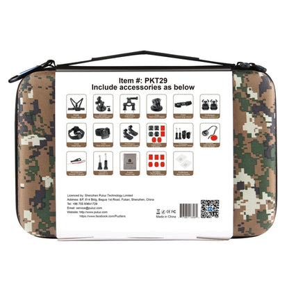 Kits combinados definitivos de accesorios PULUZ 45 en 1 con estuche EVA de camuflaje (correa para el pecho + soporte con ven…