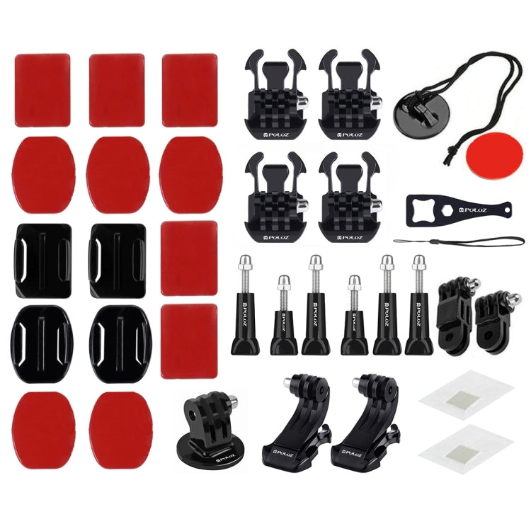 Kits combinados definitivos de accesorios PULUZ 45 en 1 con estuche EVA de camuflaje (correa para el pecho + soporte con ven…