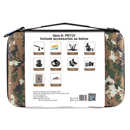 Kit combinado de accesorios PULUZ 20 en 1 con estuche EVA de camuflaje (correa para el pecho + correa para la cabeza + sopor…