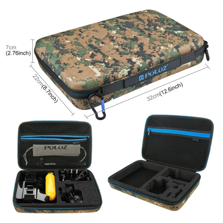 Kit combinado de accesorios PULUZ 20 en 1 con estuche EVA de camuflaje (correa para el pecho + correa para la cabeza + sopor…