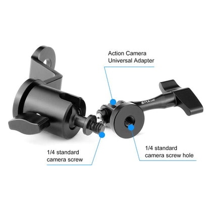 Soporte para cámara de acción de aleación de aluminio para espejo retrovisor de motocicleta PULUZ (negro) — imagen 4