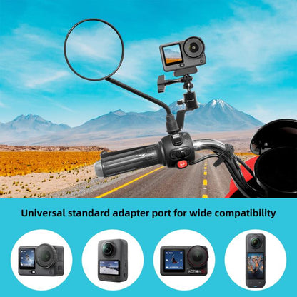 Soporte para cámara de acción de aleación de aluminio para espejo retrovisor de motocicleta PULUZ (negro) — imagen 6