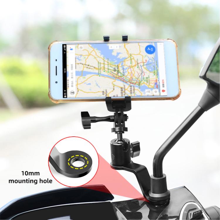 Soporte para cámara de acción de aleación de aluminio para espejo retrovisor de motocicleta PULUZ (negro) — imagen 7