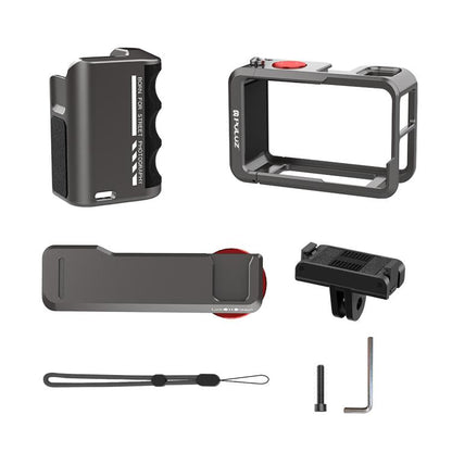 Jaula de cámara Adaptador de expansión de metálica PULUZ con empuñadura para DJI Osmo Action 5 (plata titanio) — imagen 12
