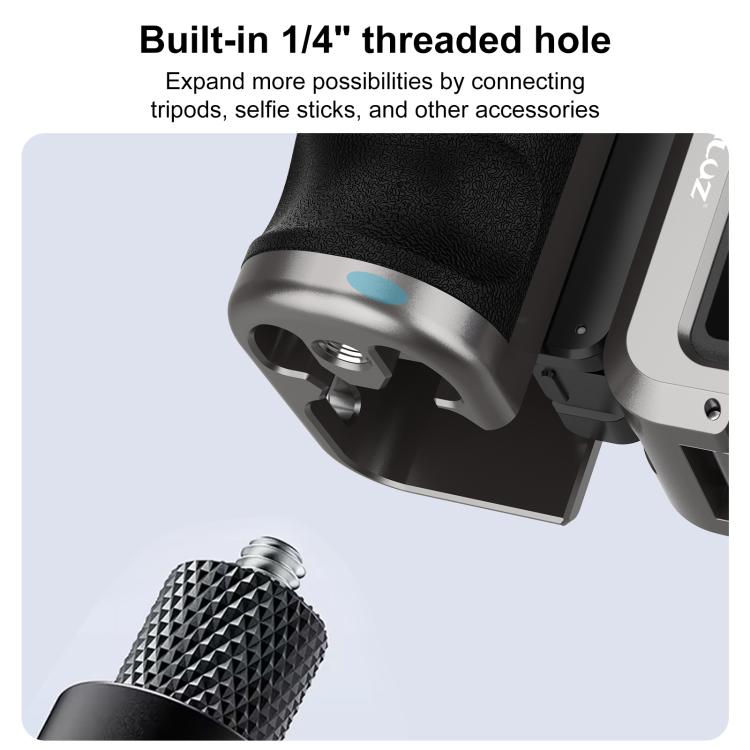 Jaula de cámara Adaptador de expansión de metálica PULUZ con empuñadura para DJI Osmo Action 5 (plata titanio) — imagen 4