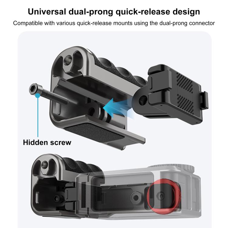 Jaula de cámara Adaptador de expansión de metálica PULUZ con empuñadura para DJI Osmo Action 5 (plata titanio) — imagen 5
