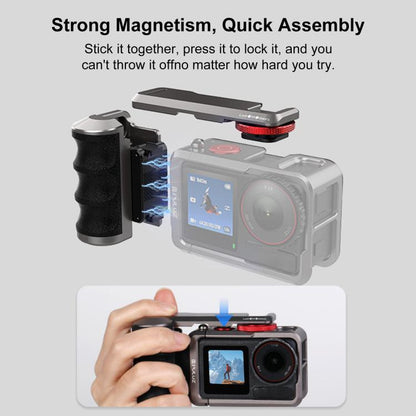 Jaula de cámara Adaptador de expansión de metálica PULUZ con empuñadura para DJI Osmo Action 5 (plata titanio) — imagen 6