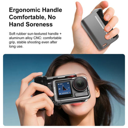 Jaula de cámara Adaptador de expansión de metálica PULUZ con empuñadura para DJI Osmo Action 5 (plata titanio) — imagen 8