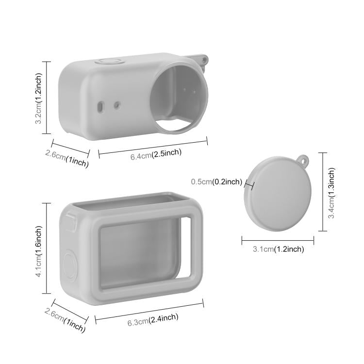 Funda protectora de silicona 3 en 1 para módulo de transmisión, lente y cuerpo Osmo Nano PULUZ (Gris) para DJI Osmo — imagen…