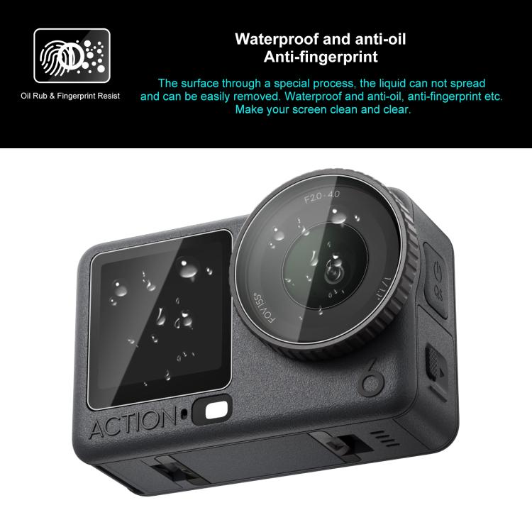 Lente PULUZ + Película de vidrio templado para pantalla frontal y trasera para DJI Osmo Action 6 (transparente) — imagen 4