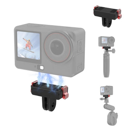 Base de montaje magnética de liberación rápida de plástico PULUZ de dos garras para DJI Osmo Action 6 (negra)
