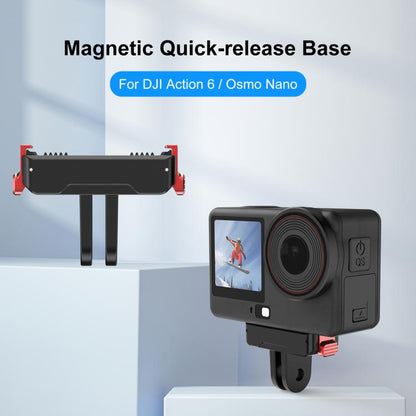 Base de montaje magnética de liberación rápida de plástico PULUZ de dos garras para DJI Osmo Action 6 (negra) — imagen 2