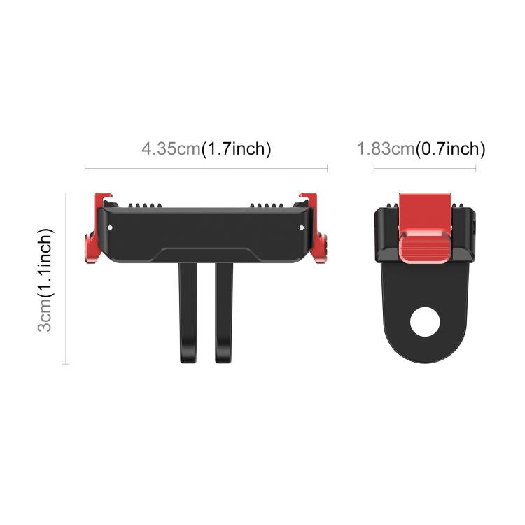 Base de montaje magnética de liberación rápida de plástico PULUZ de dos garras para DJI Osmo Action 6 (negra) — imagen 4