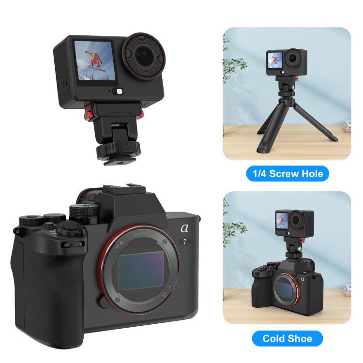 Base de montaje de liberación rápida para gimbal PULUZ de plástico para DJI Osmo Action 6 (negra) — imagen 5
