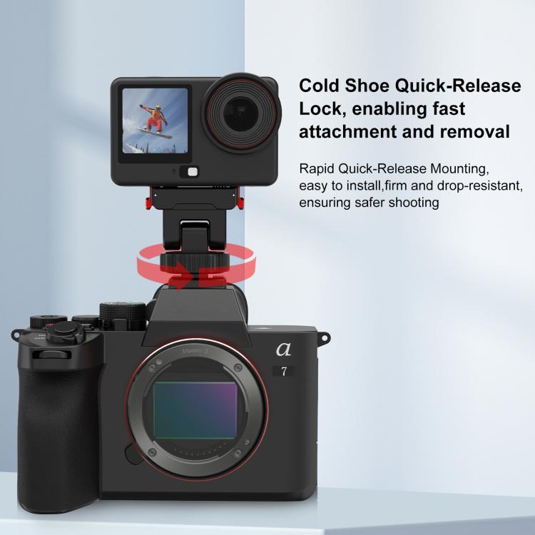 Base de montaje de liberación rápida para gimbal PULUZ de plástico para DJI Osmo Action 6 (negra) — imagen 7