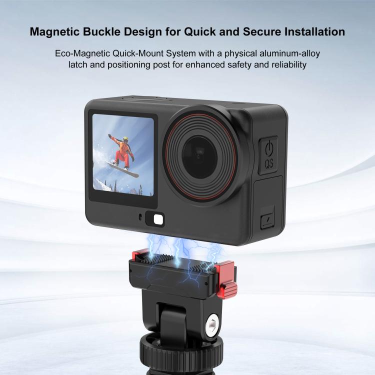 Base de montaje de liberación rápida para gimbal PULUZ de plástico para DJI Osmo Action 6 (negra) — imagen 8