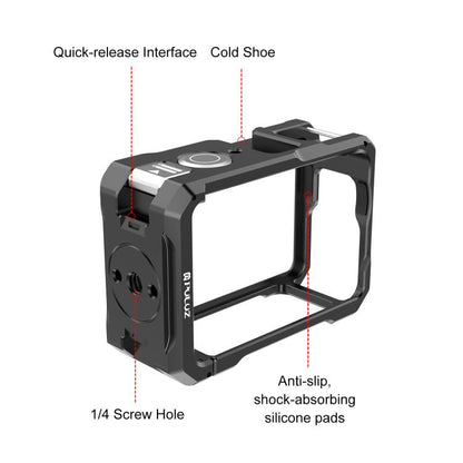 Jaula metálica PULUZ con zapata fría para DJI Osmo Action 6 (negra) — imagen 4