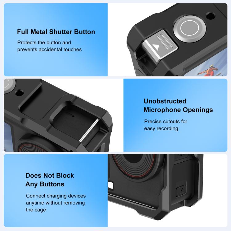 Jaula metálica PULUZ con zapata fría para DJI Osmo Action 6 (negra) — imagen 5