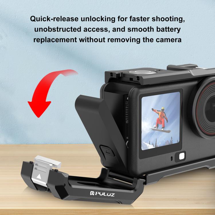 Jaula metálica PULUZ con zapata fría para DJI Osmo Action 6 (negra) — imagen 10