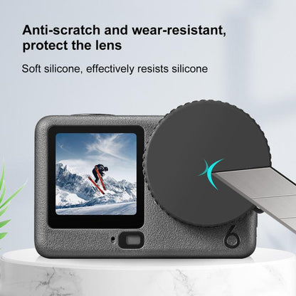Tapa de lente de silicona PULUZ con correa para DJI Osmo Action 6 (negra) — imagen 5
