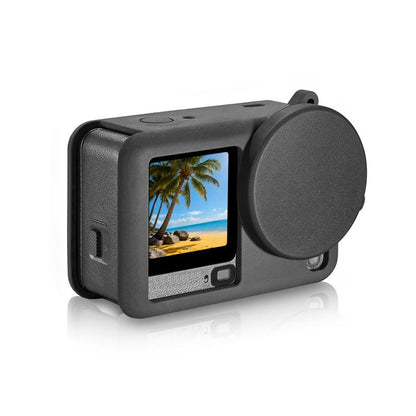Funda protectora de silicona PULUZ con correa para la muñeca y tapa de lente para DJI Osmo Action 6 (negra) — imagen 3