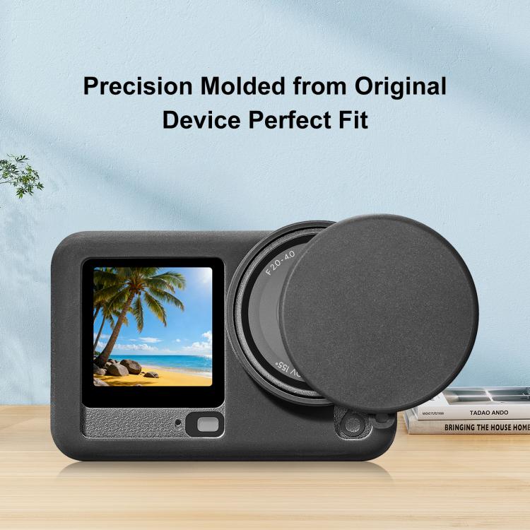 Funda protectora de silicona PULUZ con correa para la muñeca y tapa de lente para DJI Osmo Action 6 (negra) — imagen 5