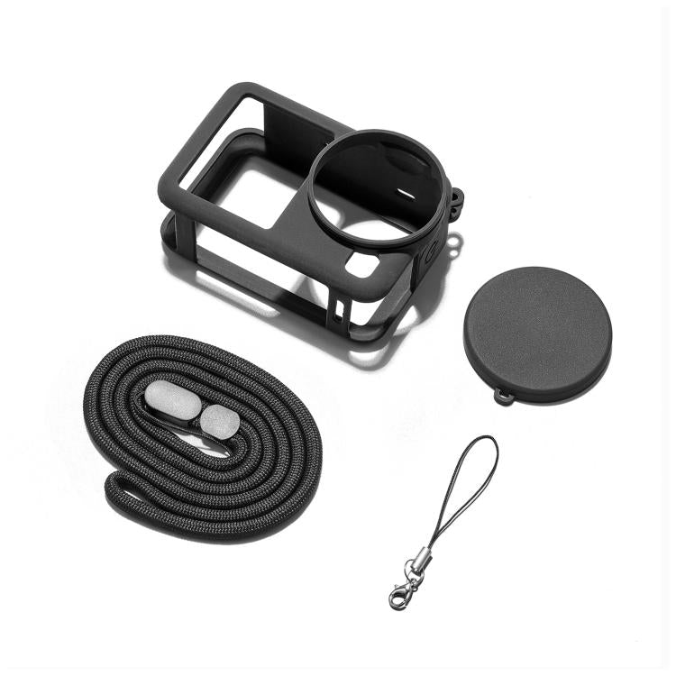 Funda protectora de silicona PULUZ con correa para la muñeca y tapa de lente para DJI Osmo Action 6 (negra) — imagen 9