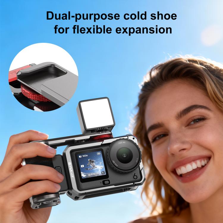 Jaula de cámara Adaptador de expansión de metálica PULUZ con empuñadura de titanio para DJI Osmo Action 6 — imagen 5