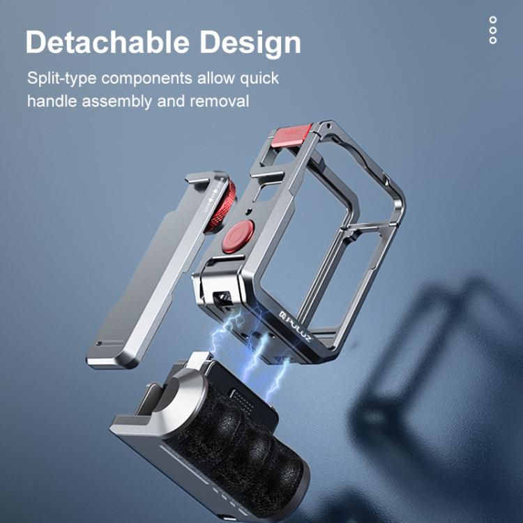 Jaula de cámara Adaptador de expansión de metálica PULUZ con empuñadura de titanio para DJI Osmo Action 6 — imagen 9