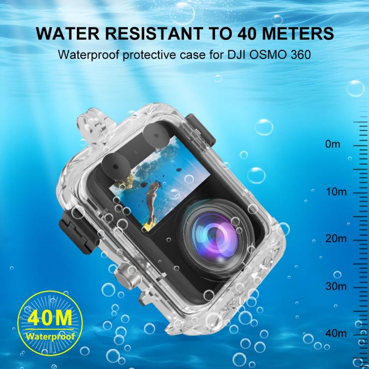 Estuche impermeable para cámara PULUZ de 40 m de profundidad, carcasa de buceo, cubierta subacuática para DJI Osmo 360 (tran…