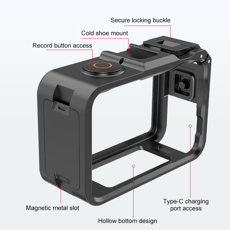 Marco adaptador de expansión vertical-horizontal con zapata fría para DJI Osmo Action 6 (negro) — imagen 4