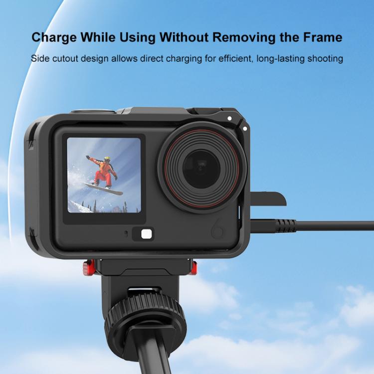 Marco adaptador de expansión vertical-horizontal con zapata fría para DJI Osmo Action 6 (negro) — imagen 8