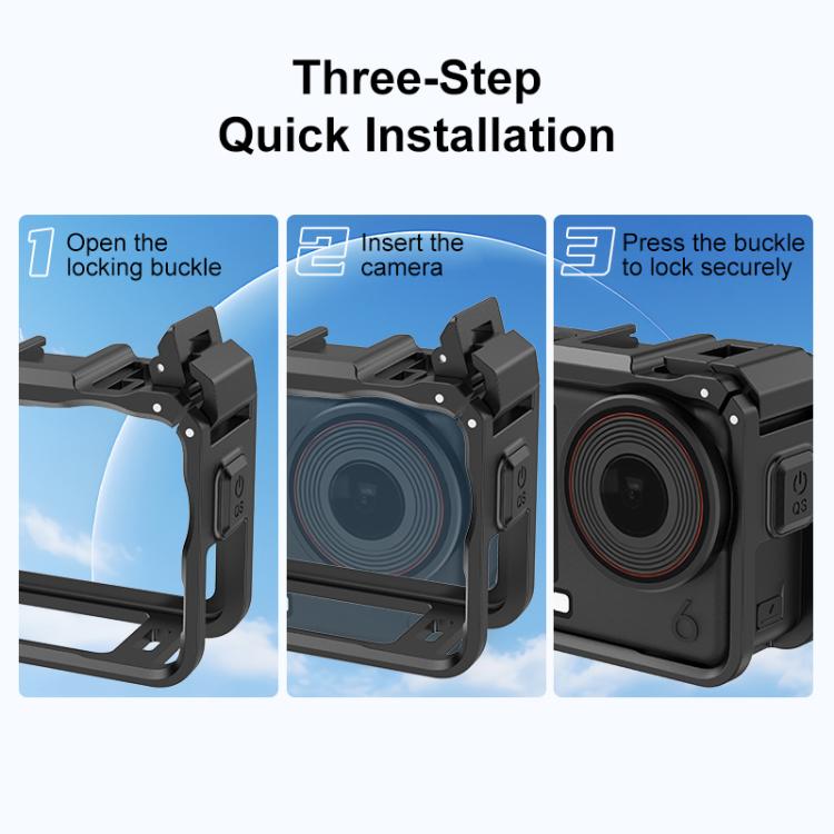 Marco adaptador de expansión vertical-horizontal con zapata fría para DJI Osmo Action 6 (negro) — imagen 9