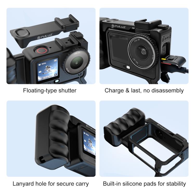 Empuñadura de plástico ABS con zapata fría para DJI Osmo Action 6 (negro) — imagen 4