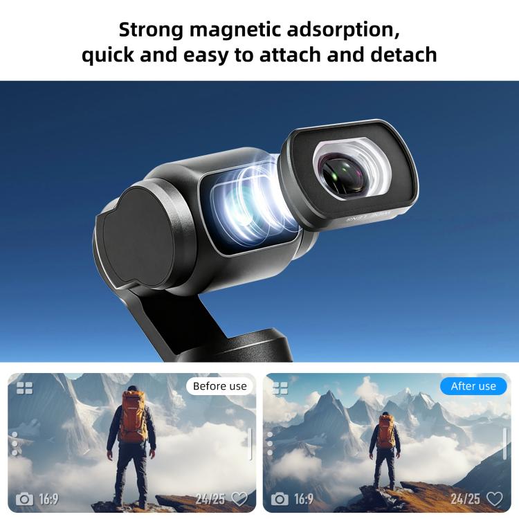 Filtro magnético gran angular PULUZ de 112 grados de campo de visión para DJI Osmo Pocket 4 (negro) — imagen 7