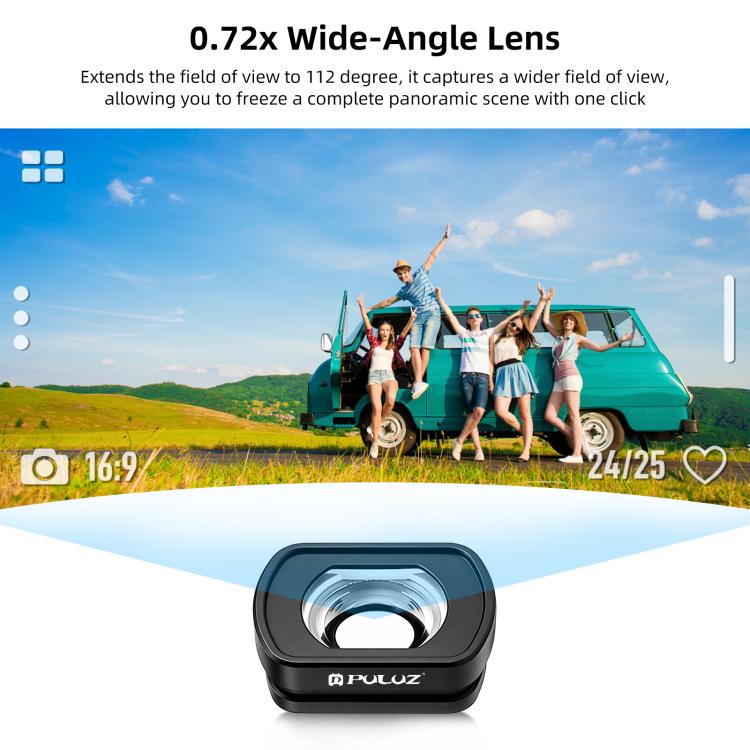 Filtro magnético gran angular PULUZ de 112 grados de campo de visión para DJI Osmo Pocket 4 (negro) — imagen 8