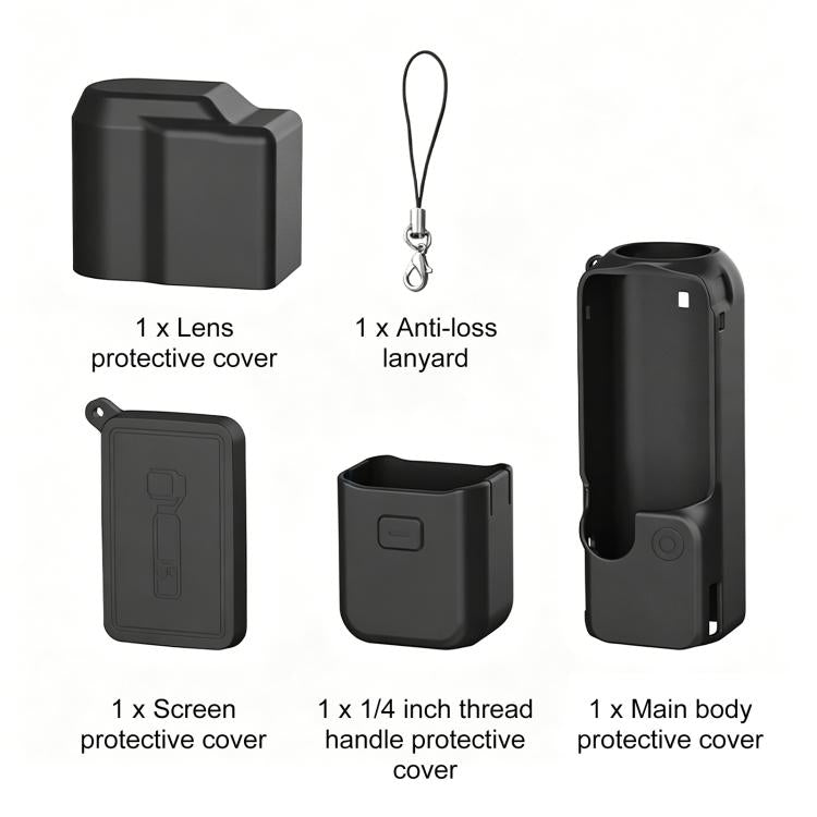 Funda de silicona TPU 4 en 1 para cuerpo, lente, mango y pantalla de PULUZ para DJI Osmo Pocket 4 (negra) — imagen 9