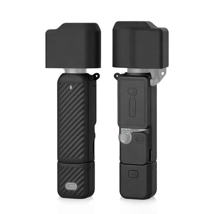 Funda de silicona TPU 4 en 1 para cuerpo, lente, mango y pantalla de PULUZ para DJI Osmo Pocket 4 (negra)
