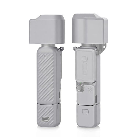 Funda de silicona TPU 4 en 1 para cuerpo, lente, mango y pantalla de PULUZ para DJI Osmo Pocket 4 (gris)
