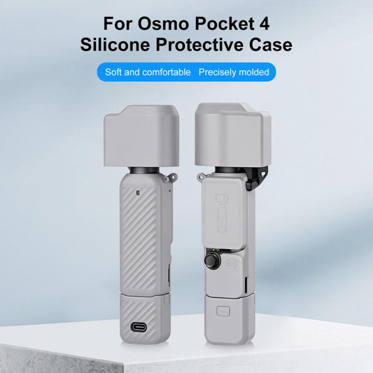 Funda de silicona TPU 4 en 1 para cuerpo, lente, mango y pantalla de PULUZ para DJI Osmo Pocket 4 (gris) — imagen 2