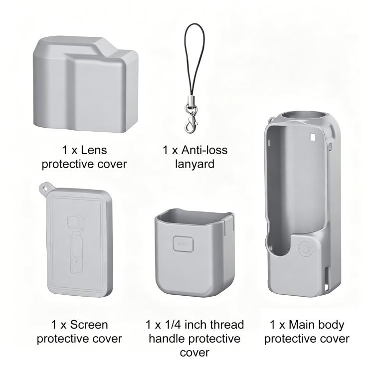 Funda de silicona TPU 4 en 1 para cuerpo, lente, mango y pantalla de PULUZ para DJI Osmo Pocket 4 (gris) — imagen 9